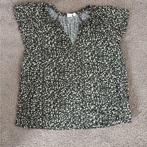 GAP Green and White Floral Blouse